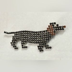 Dorothy Bauer Dachshund Dog Brooch - Rhinestone Pin